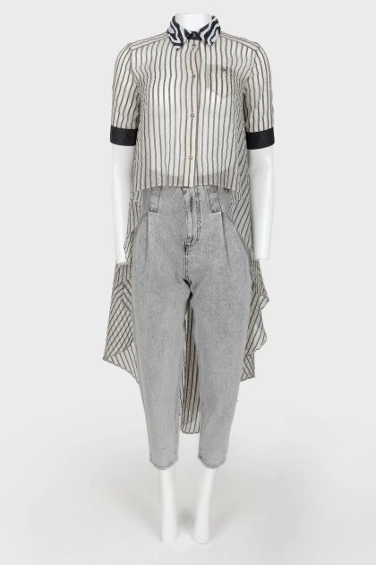 Transparent asymmetric blouse