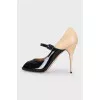 Two-tone leather open-toe shoes