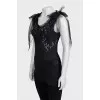 Black tank top with lace and sequins