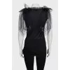 Black tank top with lace and sequins
