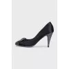 Textile shoes with leather toes and heels