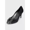 Textile shoes with leather toes and heels