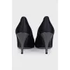 Textile shoes with leather toes and heels
