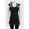 Black T-shirt with decoration