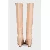 Beige leather wedge boots