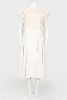 Dairy dress with pink leather details