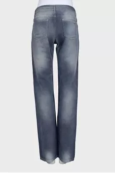 Blue straight-leg jeans with logo