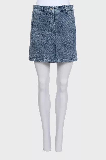 Quilted denim skirt with zipper