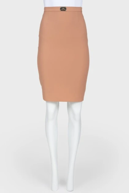 Beige pencil skirt