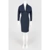 Blue dress with deep neckline