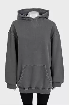 Gray hoodie with a signature print