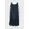 Dark blue sleeveless dress with pliss