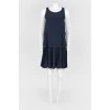 Dark blue sleeveless dress with pliss