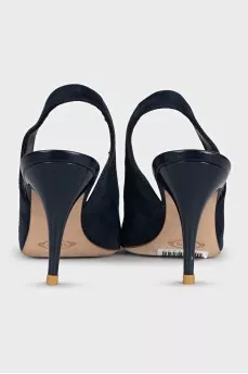 Blue suede heeled sandals