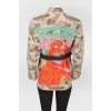 Khaki camouflage shirt with multicolour tiger print on the back