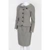 Gray woolen combine skirt+jacket
