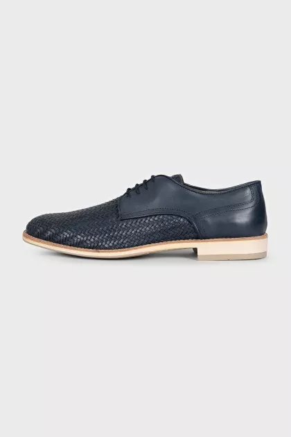 Men's woven leather lace-up shoes