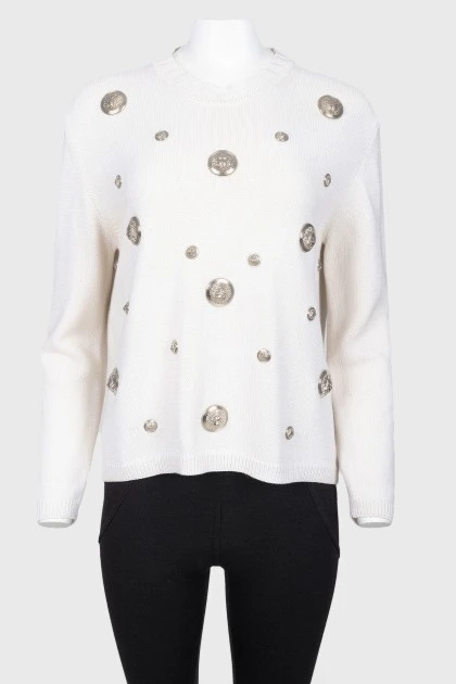 Beige Sweater with Lion Engraving Inserts