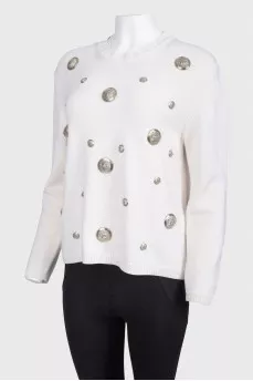 Beige Sweater with Lion Engraving Inserts