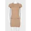 Brown viscose dress with golden chains