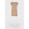 Brown viscose dress with golden chains