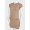 Brown viscose dress with golden chains