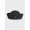 Black fabric panama hat with branded embroidery