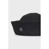 Black fabric panama hat with branded embroidery