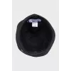Black fabric panama hat with branded embroidery