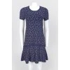 Dark blue dress with plastic golden hearts