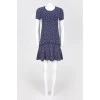 Dark blue dress with plastic golden hearts