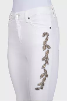 Белые джинсы skinny fit с вышивкой