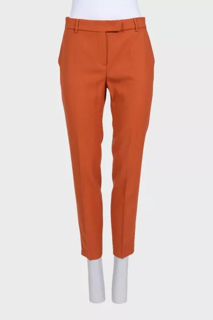 Оранжевые зауженные брюки из шерсти