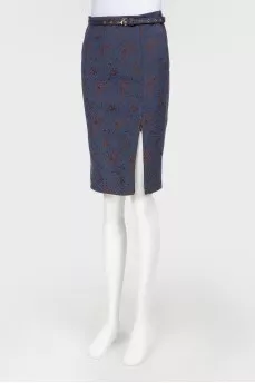 Blue-brown skirt with waist strap