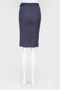 Blue-brown skirt with waist strap