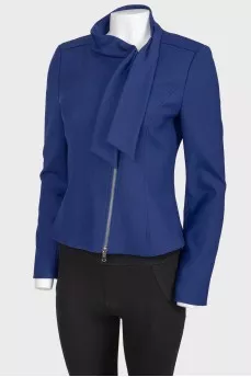 Blue jacket with asymmetric zip