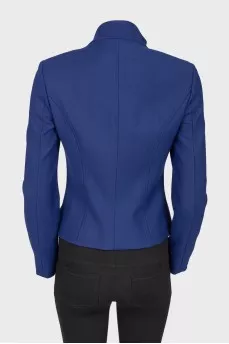 Blue jacket with asymmetric zip