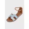 Santorini denim sandals with leather heel