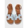 Santorini denim sandals with leather heel