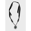 Crystal embellished choker necklace with ties