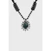 Crystal embellished choker necklace with ties