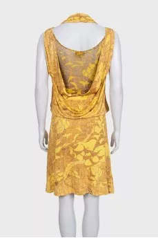 Yellow printed straight-cut dress