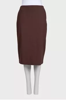 Straight skirt made of brown wool