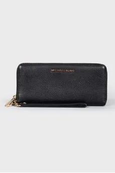 Black leather wallet with lightning