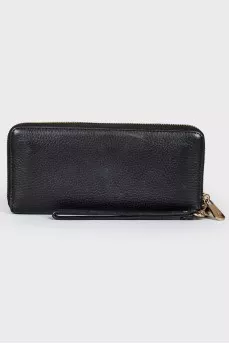 Black leather wallet with lightning