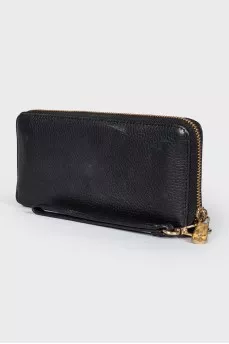 Black leather wallet with lightning