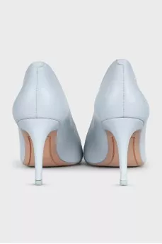 Light blue leather pumps