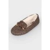 Insulated brown moccasins