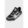 Men's Black and White LV Trainer Sneakers