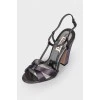Sandals with shiny block heel